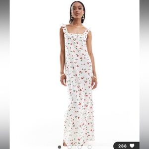 NWT ONLY Tall linen mix maxi dress in cherry print